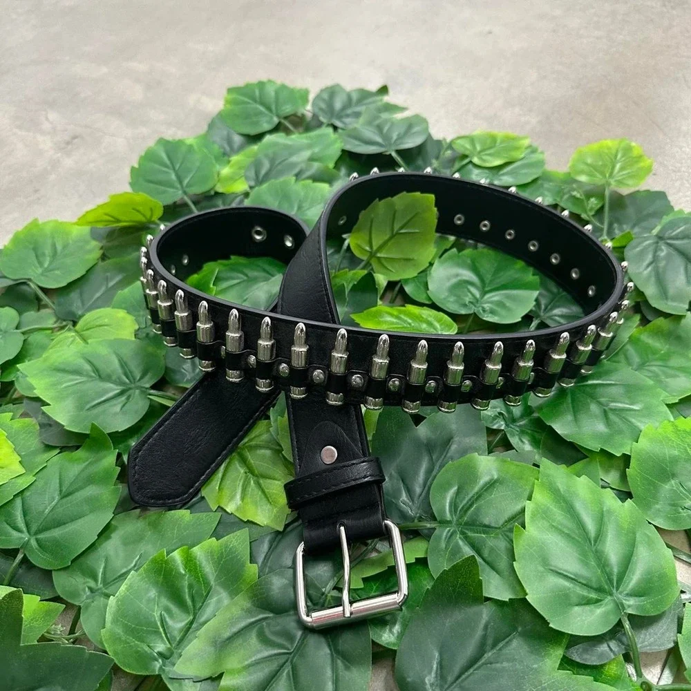 Y2K Black Silver Bullet Studded Belt